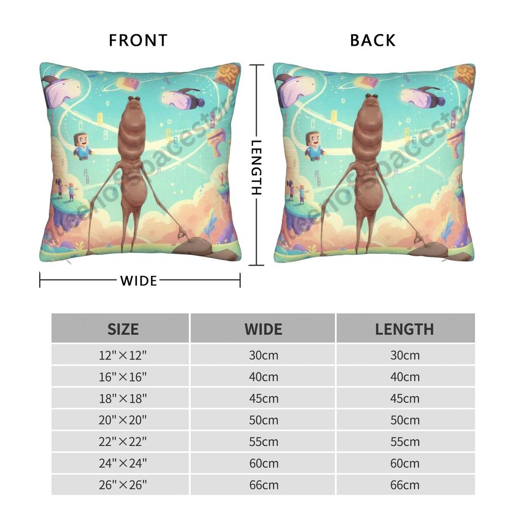 Cartoon Marcus The Worm Pillow Cover Novelty Pillow Case For Couch Sofa Bedroom Comfy Cushion Cover Birthday Gift