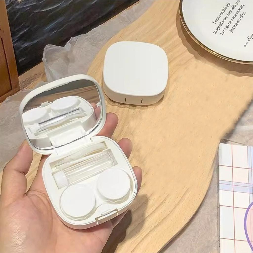 Simple macaroon contact lens box Cosmetic Contact Lenses box portable compact high value storage box, practical and simple