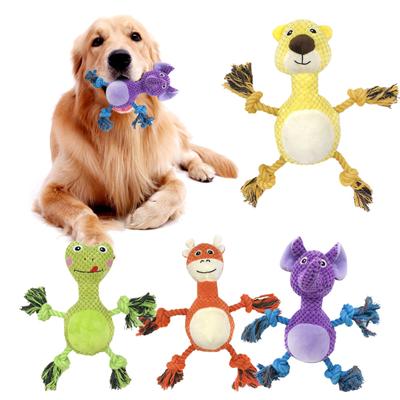 Toy Animal Shape Interactive Pet Plush Toy Bite Resistant Teeth Cleaning Dog Squeaky Toy