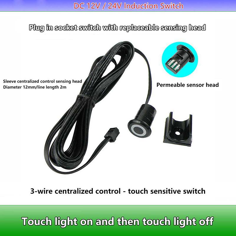 Mini Led Cabinet Light Sensor Switch 12V 24V Touch/Hand Sweep/Pir Motion/Door On/Off Kitchen Wardrobe Lamp Control