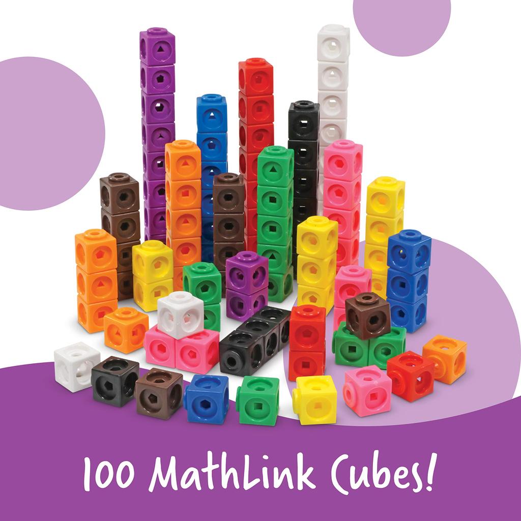 MathLink Series Math Activity Set: 100 Cube Blocks & Activity Cards (LER4299) - Authentic