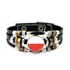 Factory National Country Flag Design Bracelet Crystal Bead Snap Button Sports National Team Jewelry Gift Leather Wrap Bracelet