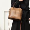 Women's PU Leather Tote Bag, Vintage Brown Bucket Handbag, Small Capacity Shoulder Crossbody Bag, Casual Daily Commuter Bag for Work Shopping Travel