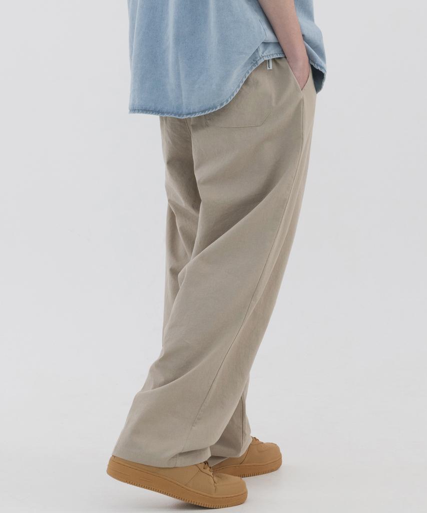 PIANER Linen-Like Semi-Wide Pants (Beige)