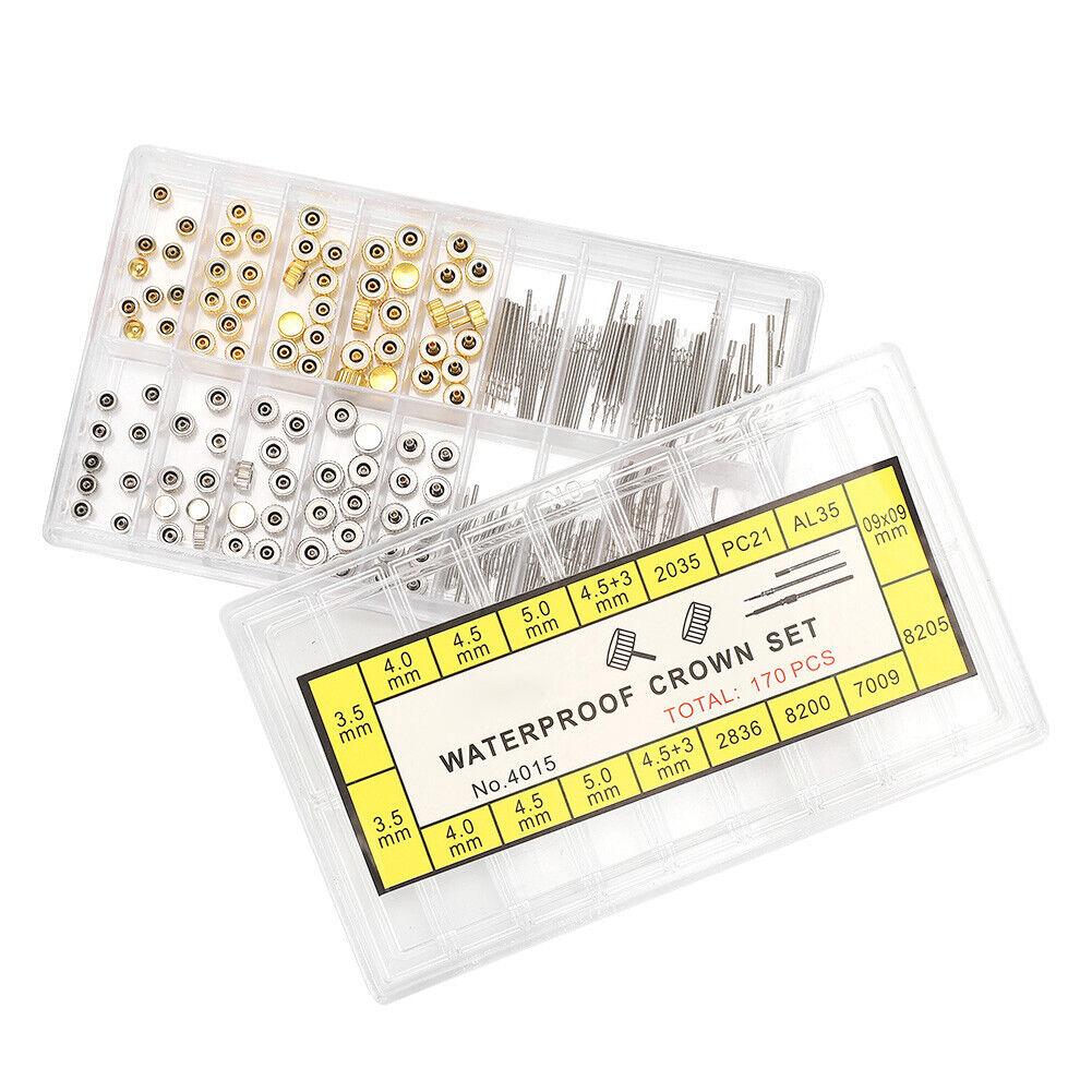 Watch Stem Extender + Crowns Accessory Repairing Replacement Tool Kit W/ Box