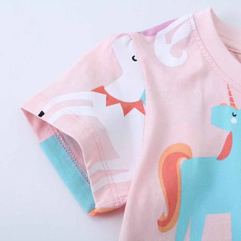 European & American Girls' Round Neck Cotton T-shirt - Summer Short Sleeve