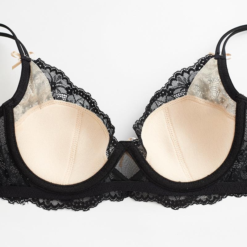 Sexy underwear French thin pure lace underwear large chest small anti-sagging large size bra cover