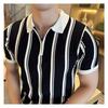 Men S Striped Short Sleeve Polo Shirt Business Casual Summer