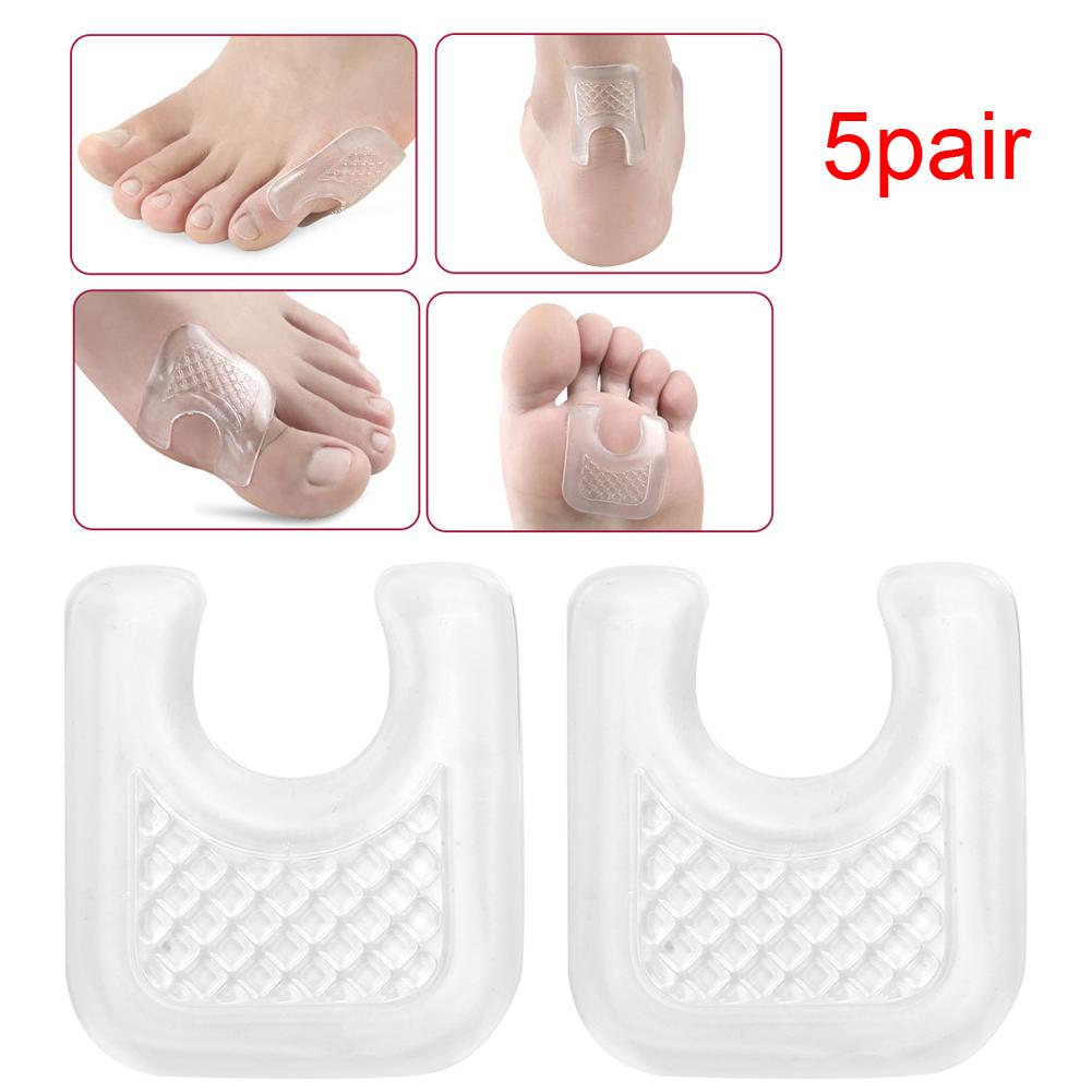 5 Pair of Multifunction Gel Transparent Heel Cushion Non Slip Pain Relief Foot Pads Shoe Insoles