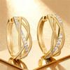 Female White Zircon Stone Infinity Hoop Earrings Vintage Fashion Gold Color Wedding For Women