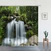 Spring Garden Landscape Shower Curtains Green Plants Flowers Creek Natural Scenery Bath Curtains Bathroom Decor With Hooks