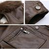 Damenmode Kurze PU-Lederjacke Winter Verdickter Warmer Mantel mit Kunstfellkragen Knopfverschluss