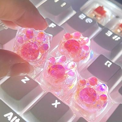 1pc Customizable Cat Paw Keycaps for DIY Lovers with Translucent Resin Material