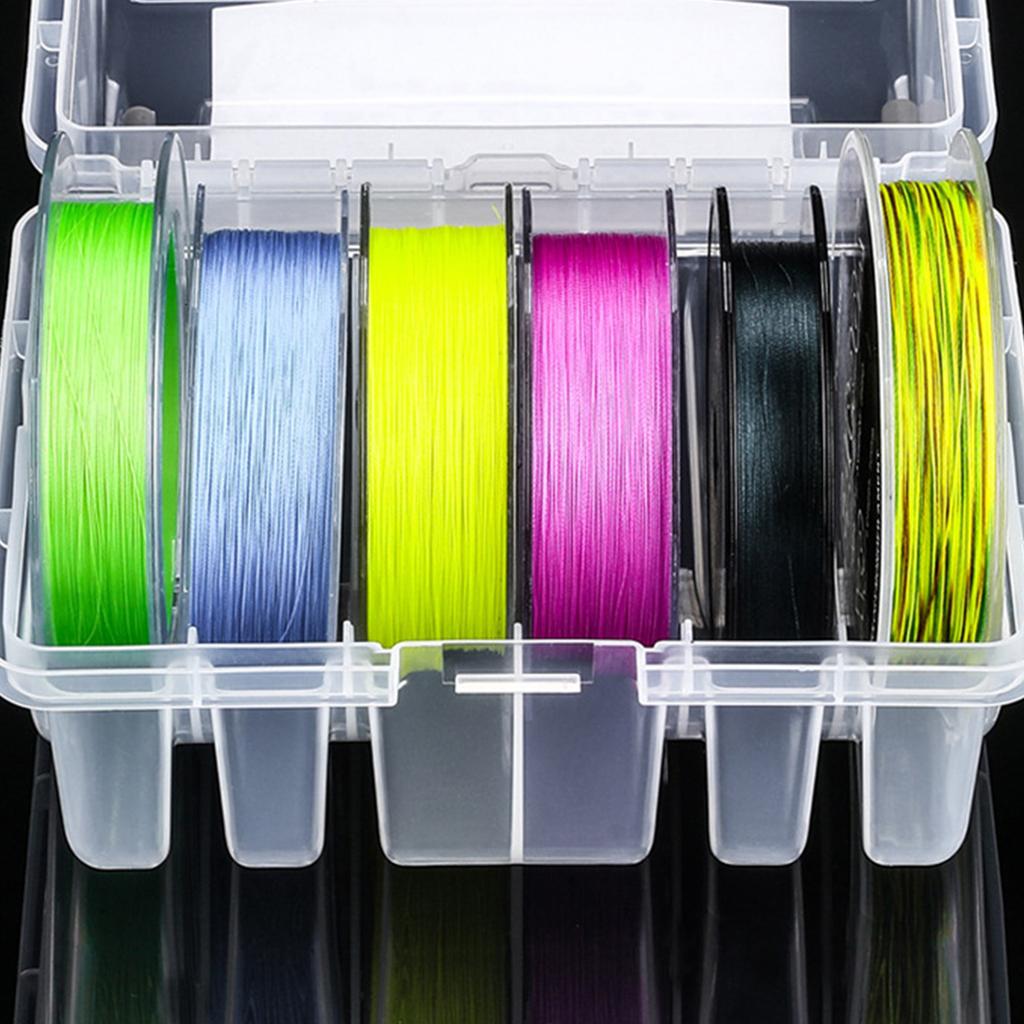 Fishing Line Storage Box 6 Slots Fishing Line Case Clear Fishing Line Organizer 6 Compartments Fishing Tackle Line Box