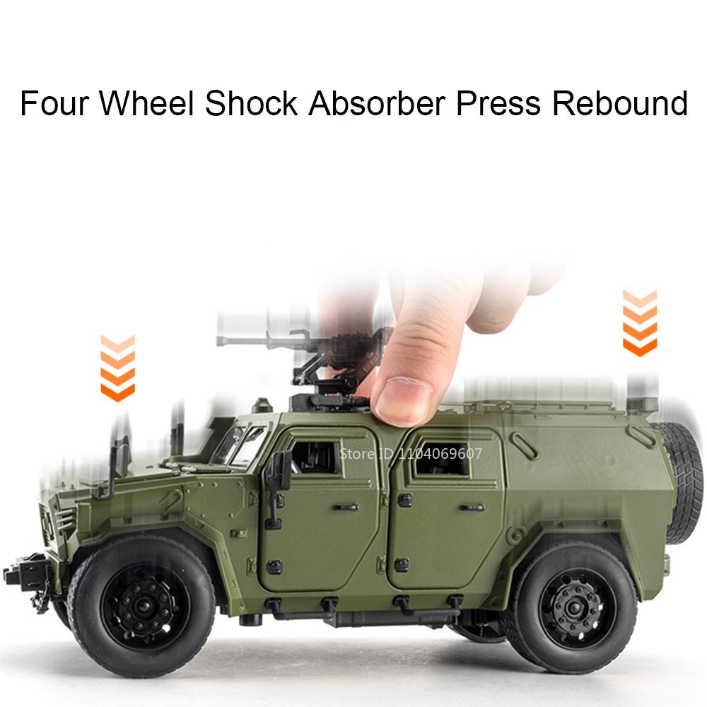 1:18 Modelli di Auto Giocattolo DongFeng MengShi Lega Pressofusa Veicoli Militari Fuoristrada Ritorno a Tirare Suono Luci Porte Apribili Giocattoli Educativi per Bambini