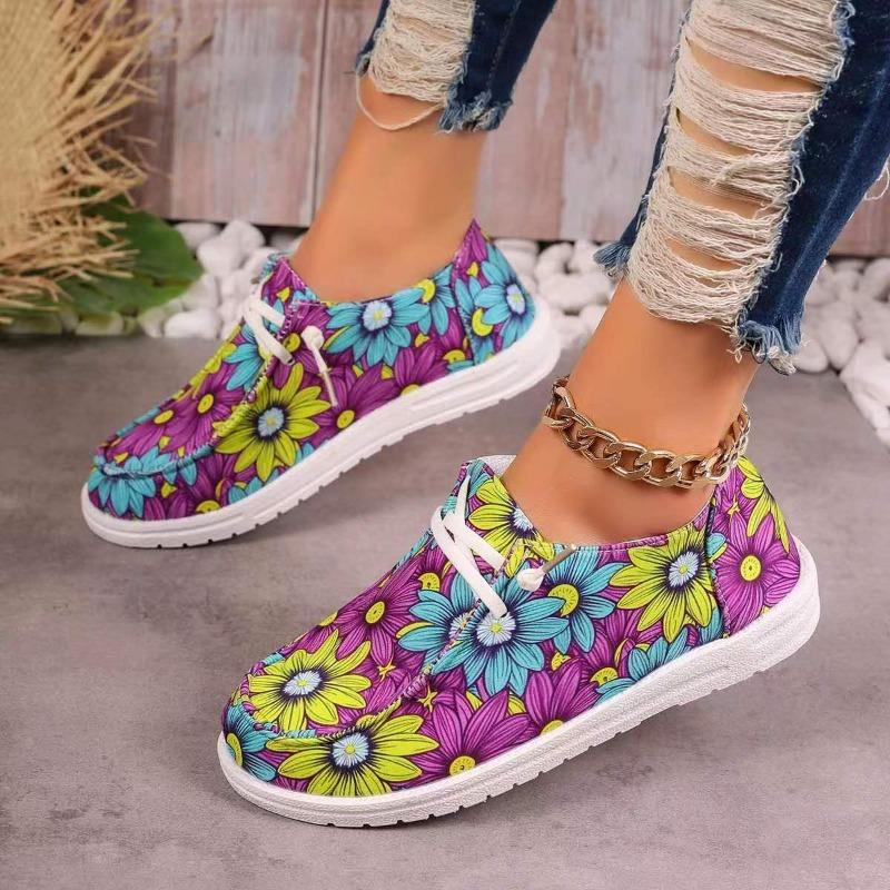 Plus Size Casual Shoes Women's New Canvas Flat Lace-up Low-top Loafers Women's Singles Shoes for Fall 2025