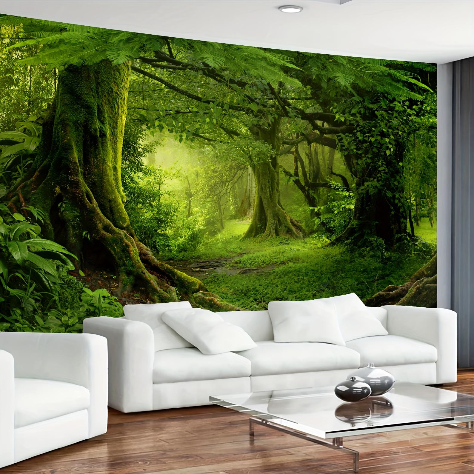

VIKAMA Green Ancient Forest Tapestry Tropical Rainforest Misty Style Wall Hanging for Living Room Bedroom Homestay Decor 74x94cm(29x37in)