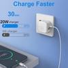Europäische Version PD-Ladegerät 20 W Schnellladekopf Typ C + USB doppelt für Apple-Füllung nach europäischen UL-Vorschriften