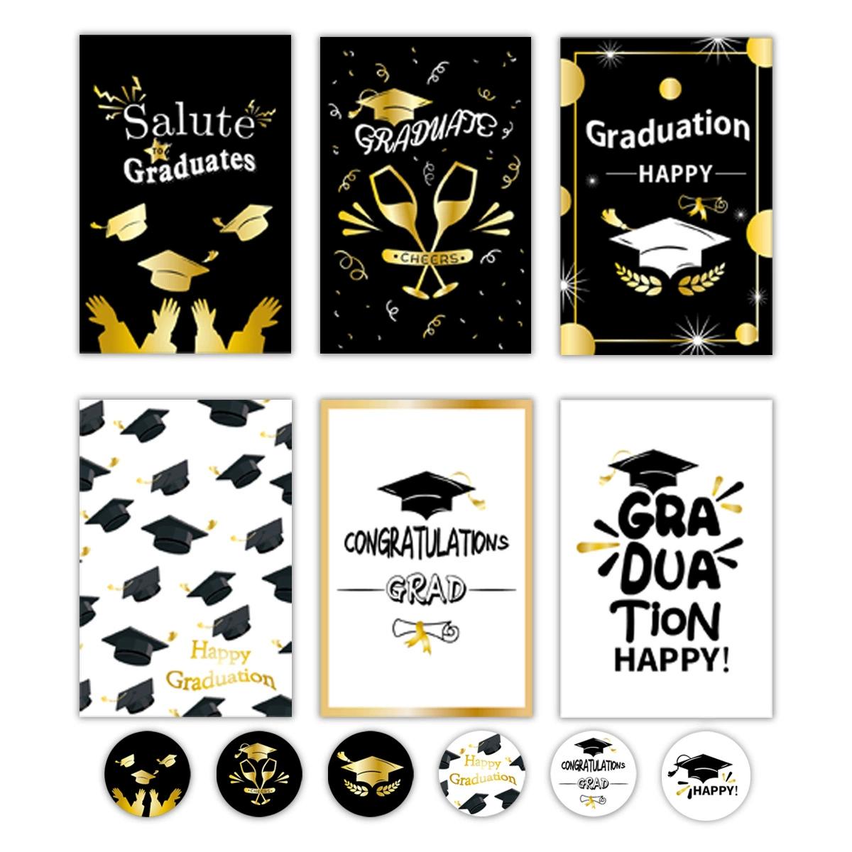 

6 поздравительных открыток на выпускной, креативные открытки с благословением для докторских шапочек, рукописные открытки с конвертами S