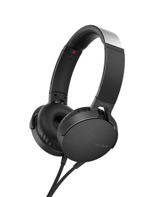 Sony Modell mit tiefem Bass, Fernbedienung und schwarzen Kopfhörern, MDR-XB550AP faltbar, Mikrofon, (MDR-XB550AP B)