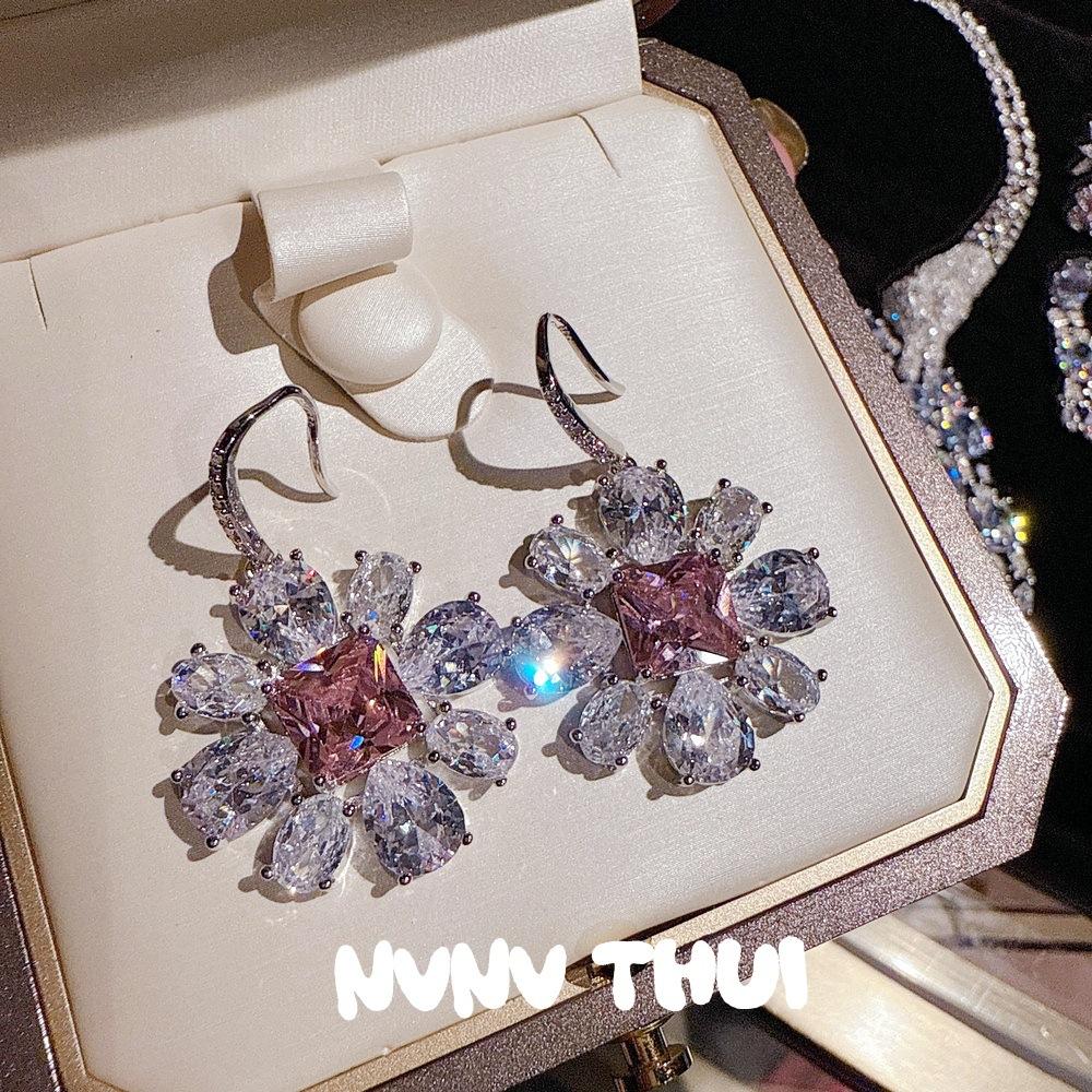Jewelry, Gypsy Cheetah Gem Necklace, Banquet Haute Couture Egg-Shaped Water Drop Zircon Earrings, Set