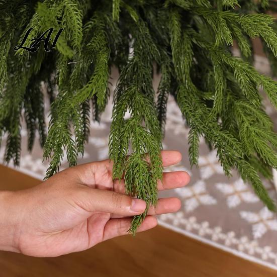 Decorative Plants for Mantels And Tables 17.7" Lifelike Touch Artificial Norfolk Pine Branches Vase Christmas Faux Stems Fake Indoor Botanical