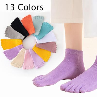 Frühling Sommer Damen Kurze Fünf-Finger-Socken Bonbonfarbe Knöchelsocken Schweißabsorption Atmungsaktive Baumwolle Zehensocken 5 Zehen