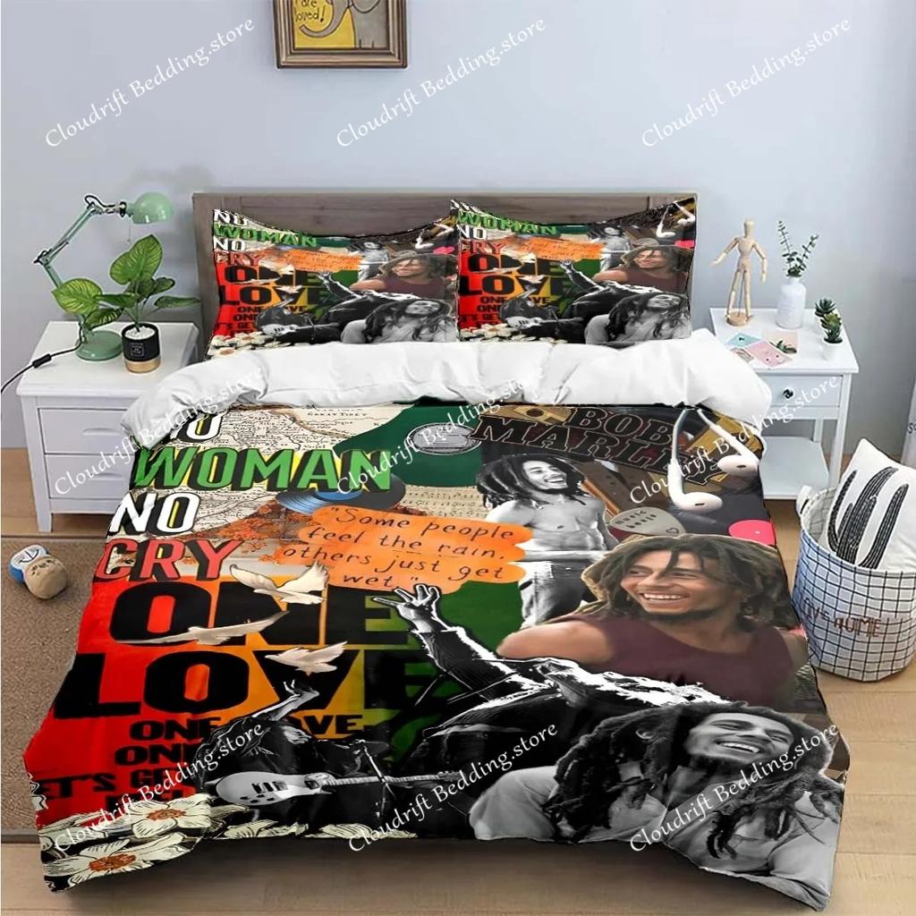 New Singer R-Reggae Bob Marley Pattern Bedding Sets Bed Supplies Set Duvet Cover Comforter Set Bedding Set Luxury Birthday Gift