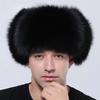 Luxury Men Bomber Hat Winter Warm Thick Fluffy Natural Fox Fur Trapper Ear Hats