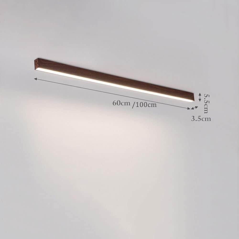 Wood LED Ceiling Lamp Linear Flush Mount Ceiling Light Fixture Long Strip Dimmable Ceiling Light Farmhouse Ceiling Light for Hallway Balcony Entryway