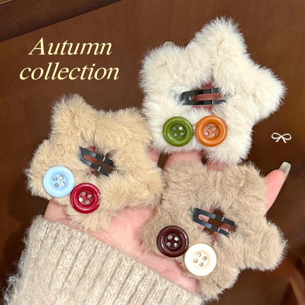 Autumn/Winter Plush Star Hair Clip - Versatile Bangs & Side Clip for Frizzy Hair Accessory