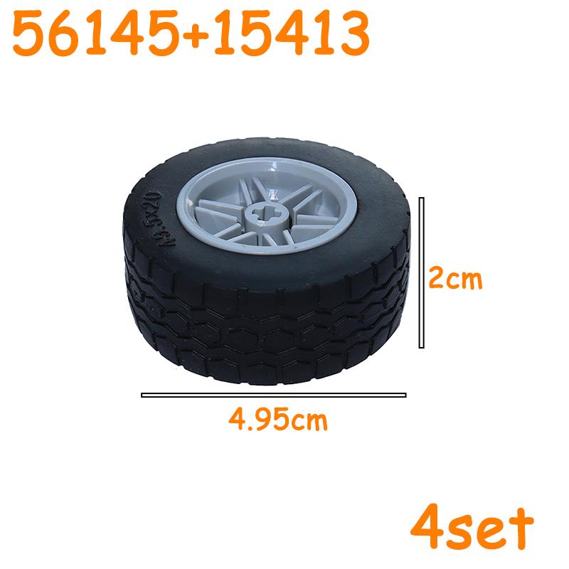 Full-size Tire Wheel Cross Hole Set Car Truck Wheels Hub Technical Bricks MOC Motorcycle Tyre & Rim Construction Building Blocks