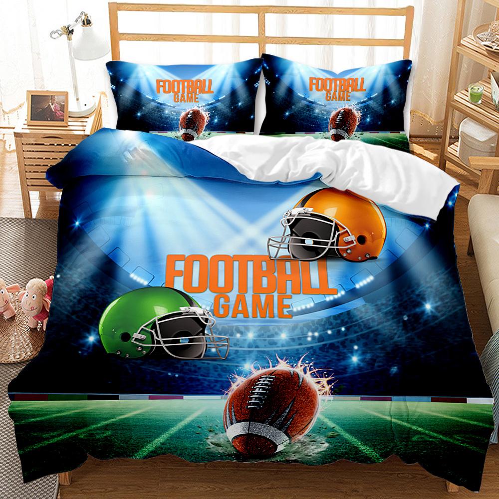 Comforter Football Soccer Goal Soft Bedding Set Sports Competitive Theme 2/3Pcs Full Queen King Size