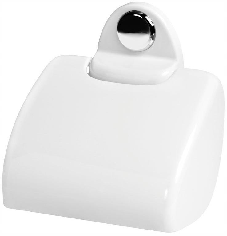 Sandra white toilet paper holder with flap