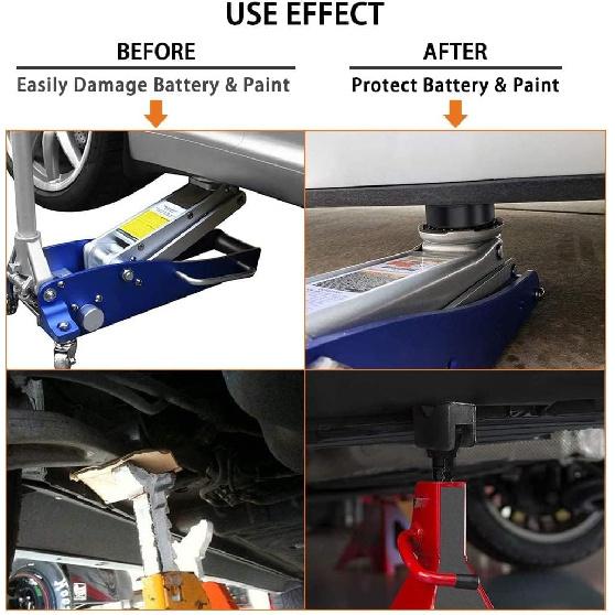 2 Types Jack Stand Pads Adapter 4 Ton Universal Rubber Slotted Frame Rail Pinch Welds Protector For Jack Stand (Black)