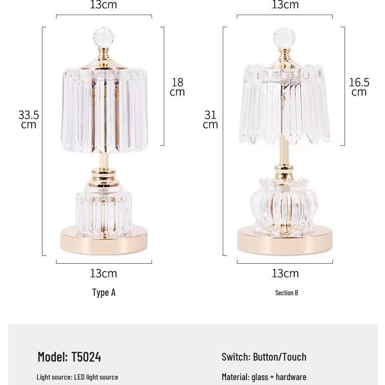 2025 Luxury Crystal Rechargeable Bedside Lamp - High-End Atmosphere Night Light