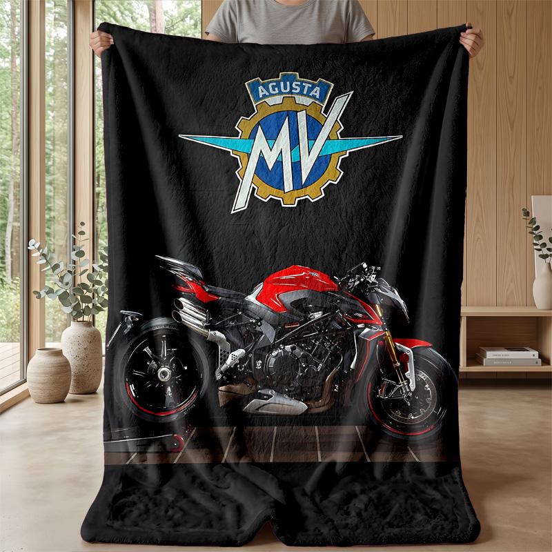 Mv AgustaPrinted Flannel Blanket Cozy Skin-Friendly Warm Throw for Couch Bed Indoor Daily Use