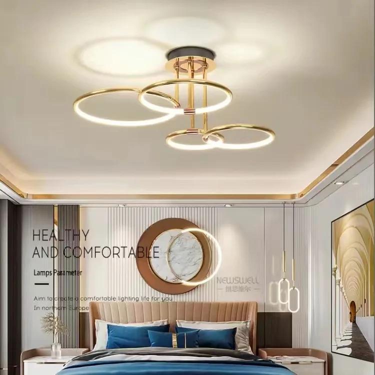 Modern minimalist led chandelier light luxury art gold circle livingroom restaurant bedroom kitchen home decor hanging Lights