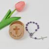 Keepsake Box Baptism Memorial Case Display Ornament Decorative My First Rosary Wooden Jewelry