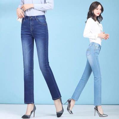 Women's High-Waisted Slim-Straight Jeans: Lightweight, Versatile, Elastic, Slimming, 2024 Spring/Autumn Style