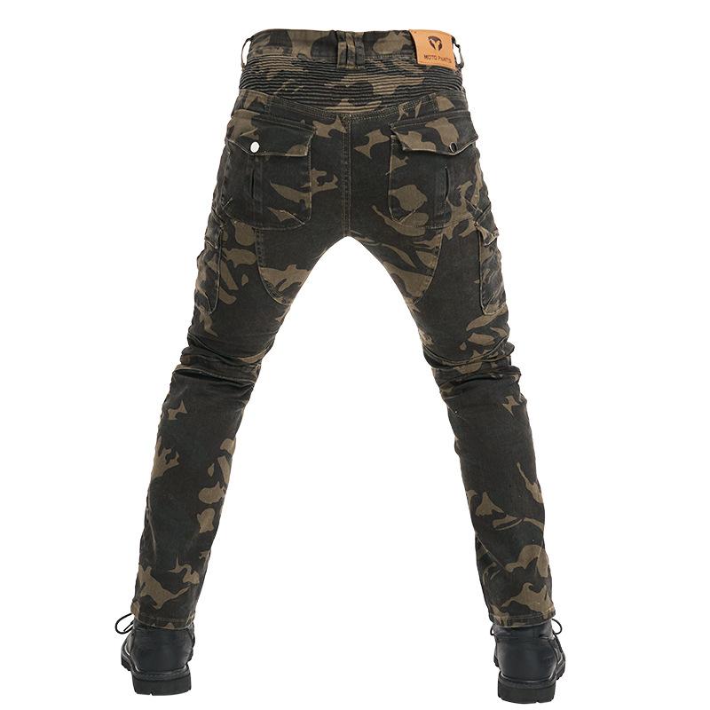 Nové cyklistické kalhoty 06 s popruhy proti pádu a ochranným vybavením Závodní kalhoty na motocykl Motocyklové maskovací džíny pro muže