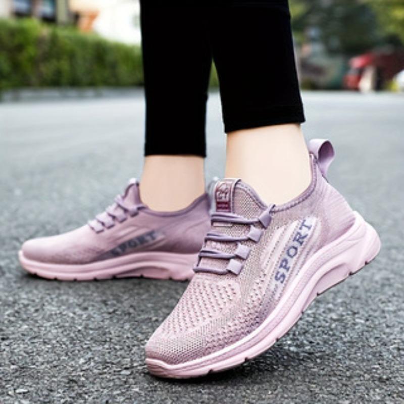 Damen Plus Size Strick-Mesh Freizeit-Sneaker, Leichte Atmungsaktive Sportschuhe