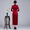 Elegant Spring Acetate Satin Embroidered Cheongsam for Mothers - New Chinese Wedding Style Dress