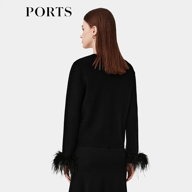 PORTS Women's Fluffy Plush Trim Knit Cardigan