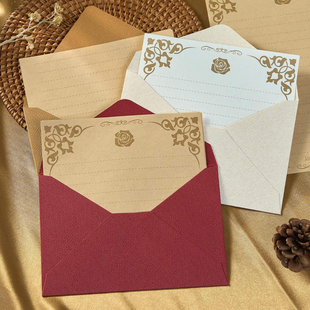 Chinese Style Retro Hemp Envelope & Stationery Set with Kraft Paper and Sealing Wax