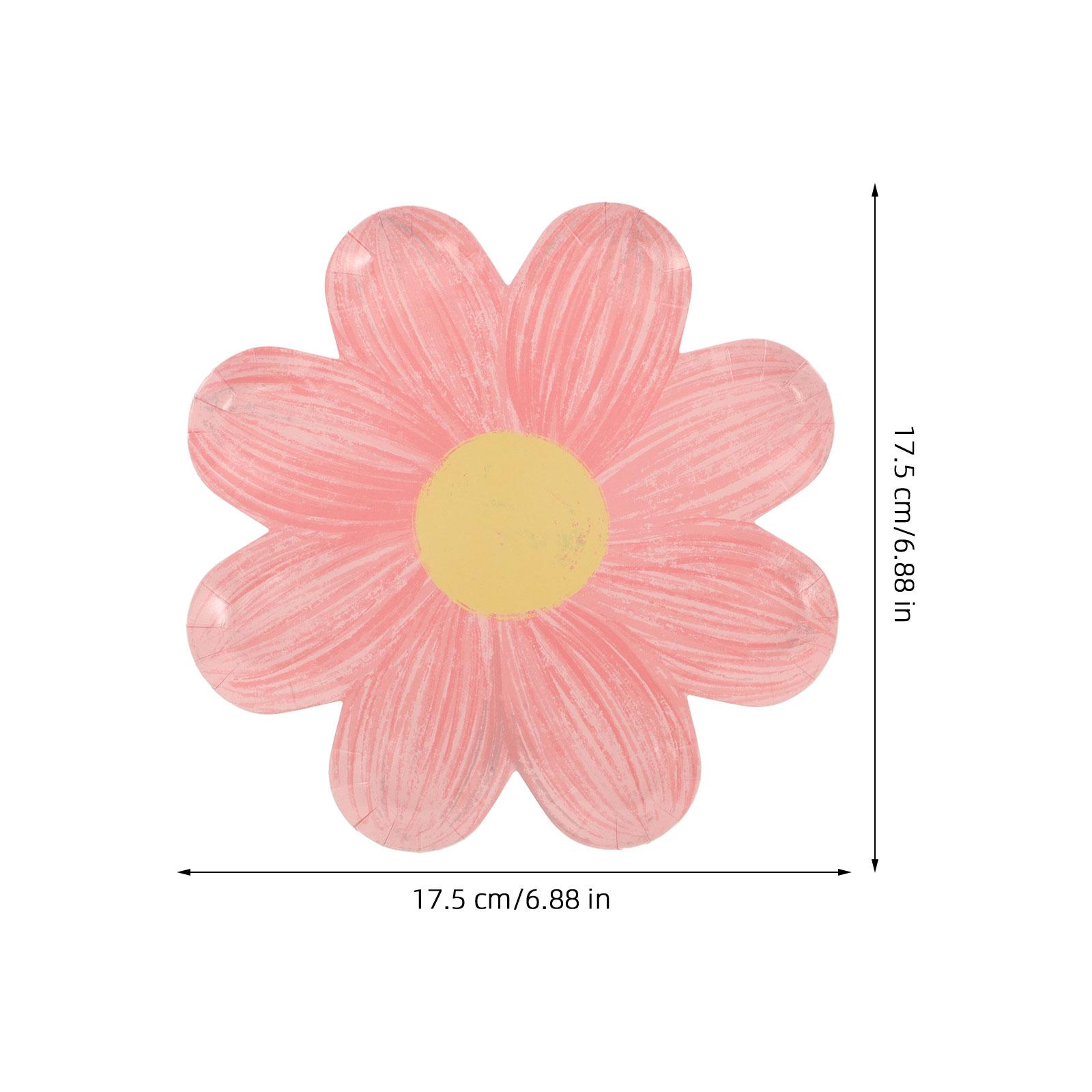 10Pcs Disposable Daisy Paper Plates Burgundy 7inch Flower Shaped Dessert Plates Spring Birthday Shower Tea Party