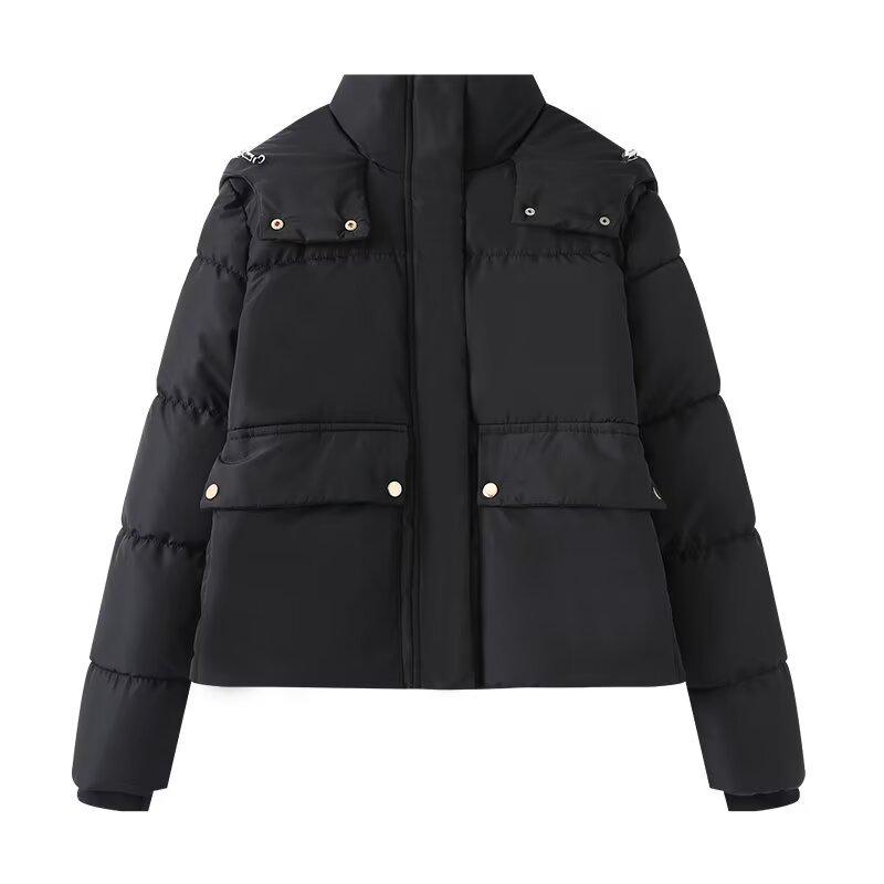 

2025 Spring Women s Casual Short Hooded Cotton Jacket Extra Small