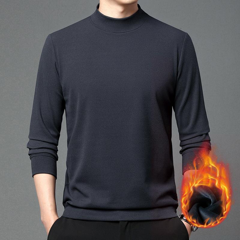 Men's Sweater Men's Autumn Mid-Autumn Turtleneck Bottom Shirt Youth Casual German Velvet Long Sleeve T-Shirt Knitted Sweater