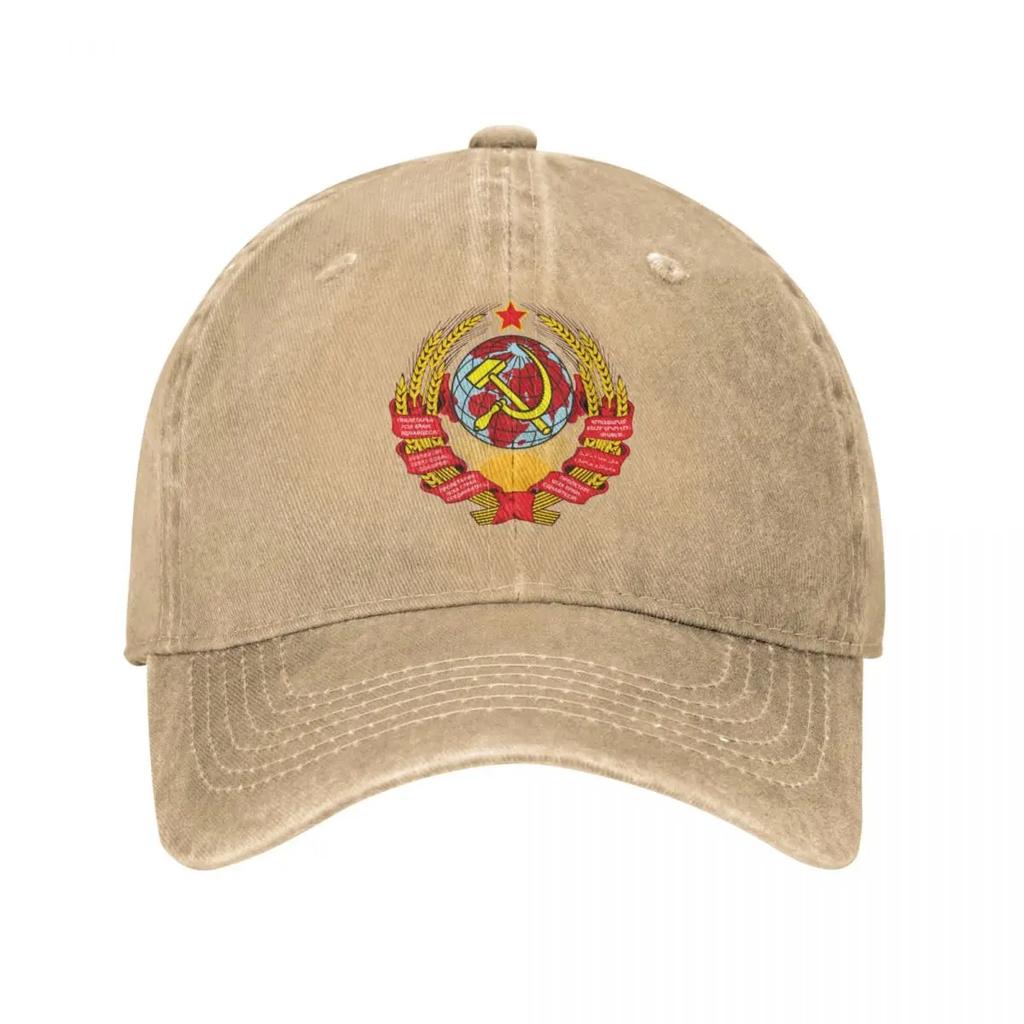 Vintage Water Washing CCCP Soviet State Crest Baseball Cap Homme Snapback Sun Hats Russia Army Military Cap Hats