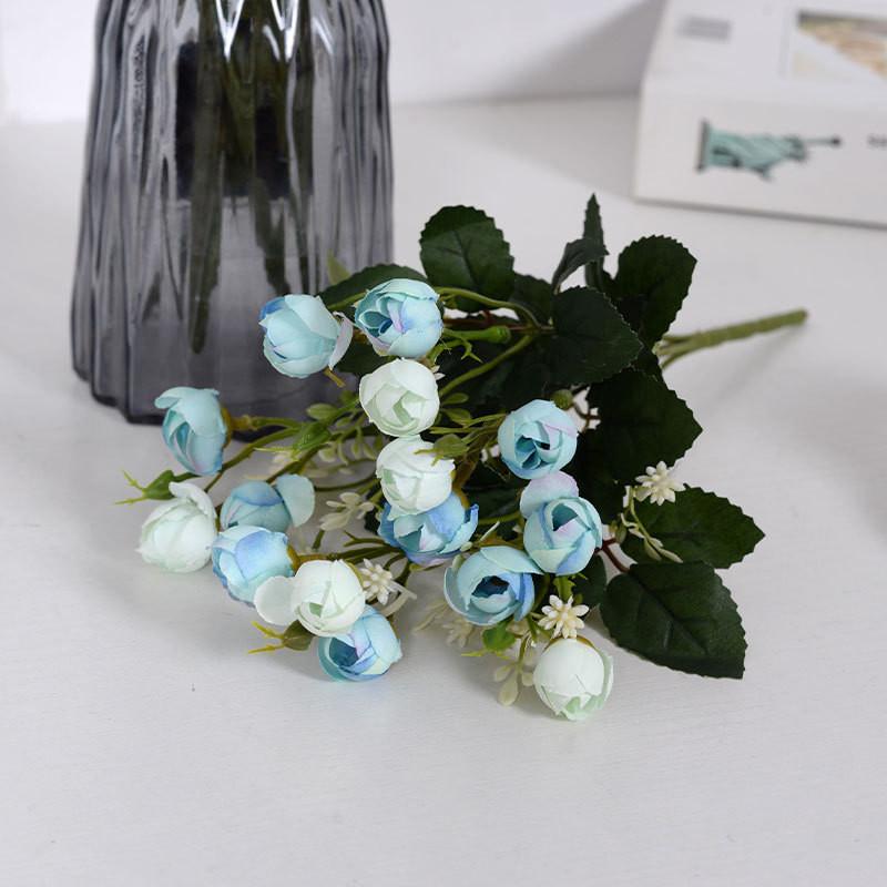 Simulated Rose Small Bouquet Multi Head Flower Bud Wedding Hotel Home Decoration